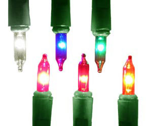 50 Miniature Christmas Light Bulb Sets With Green Wire