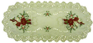 Buy Ivory With Red Poinsettia Table Runners Christmas Decorations Now