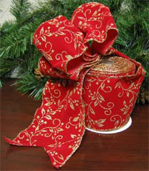 Red and Gold Velvet Garden Holiday Ribbon Christmas Tree Decorations