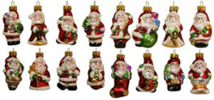 Mini Santa Glass Christmas Ornaments Set
