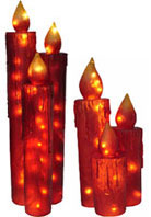 Giant Red Illuminated Candle Sets Outdoor Christmas Decorations