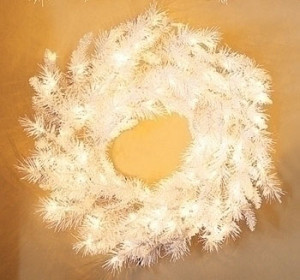 36 inch Prelit Crystal White Fir Wreath 